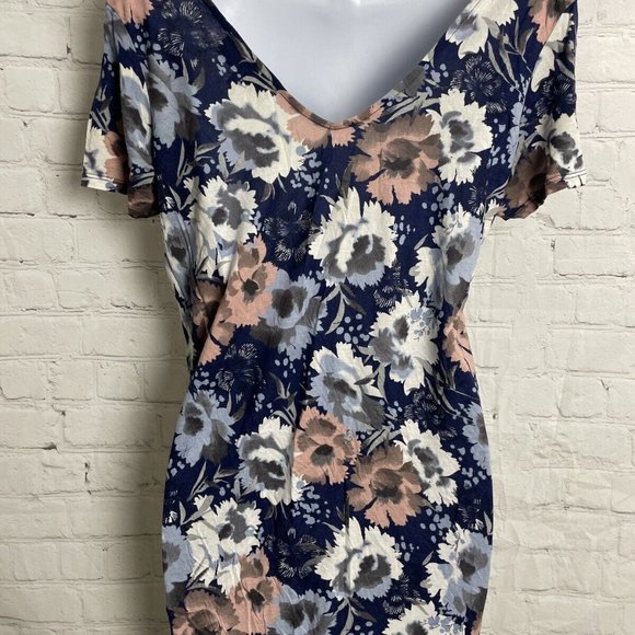 Next size 10 blue floral print v neck short sleeve blouse - Picture 4 of 6